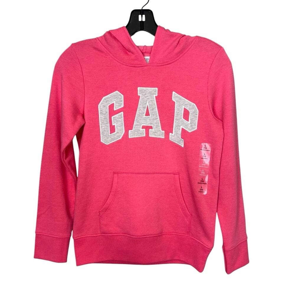 Gap Kids Hot Pink and Grey Logo Hoodie Size L (10) NWT